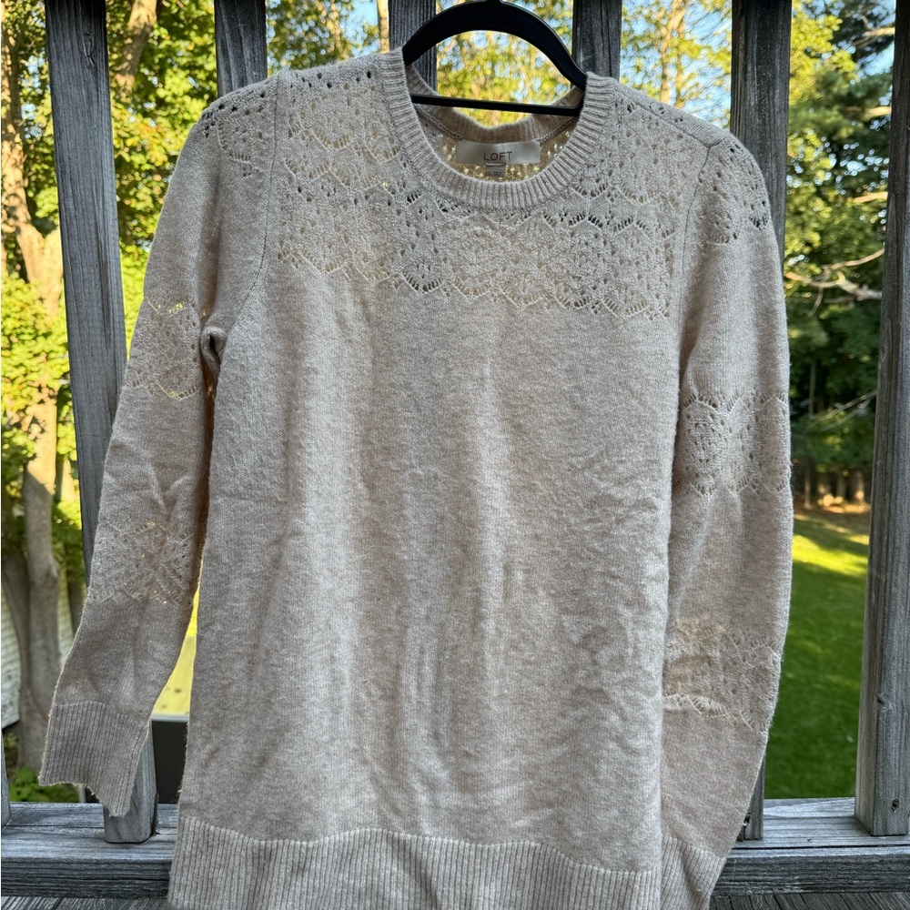LOFT Lacy Cream Sweater size small